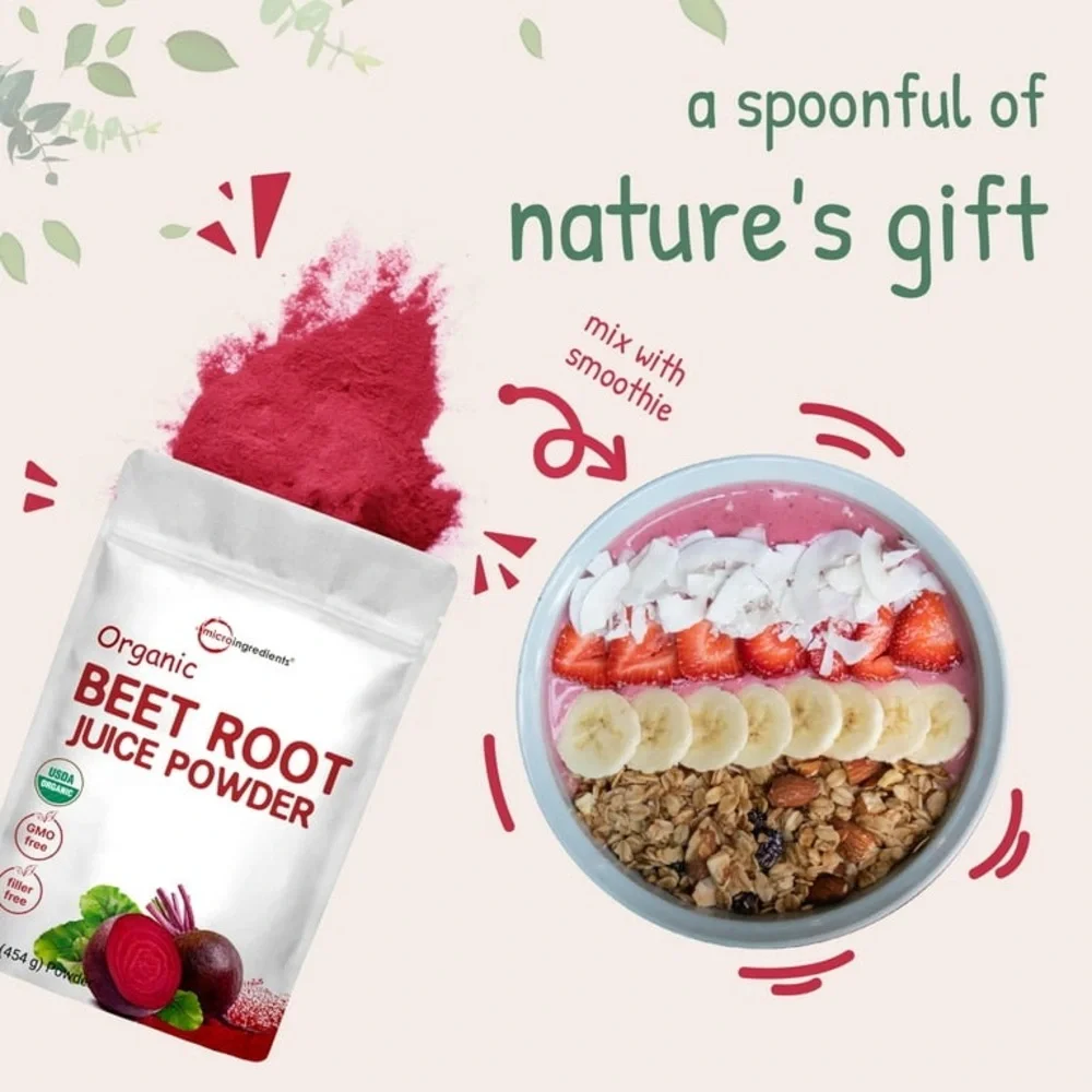 Pre-Workout Micro Ingredients Premium Organic Beet Juice Powder — 1lb - Picture 4 of 13